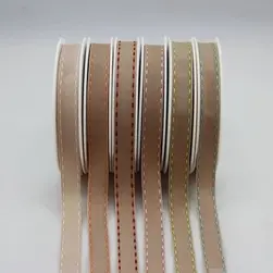 Contrast Stitch On Natural Grosgrain Ribbon 16mm x 20m