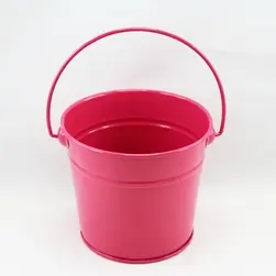 Small Tin Bucket with Handle 12x11cm height Hot Pink