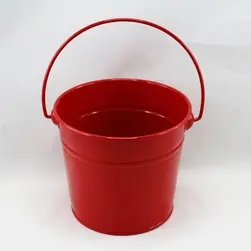 Small Tin Bucket with Handle 12x11cm height Red
