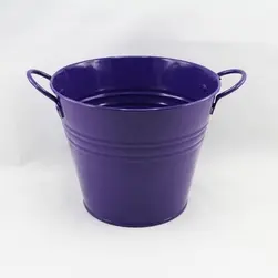 Medium Tin Bucket with Side Handles Purple