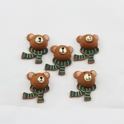 Stick on Wood Teddy with green scarf Box of 24