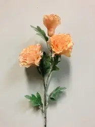 Ruffle Carnation Sray x 3 63cm Peachy Orange