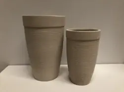 Set of 2 Round Ceramic Vase Cream 