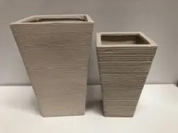 Set of 2 Square Ceramic Vase Cream