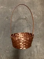 Large Round Bamboo Basket with Handle 26.5x26.5x12cm Chocolate