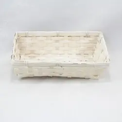 Small Rectangle Bamboo Tray Whitewash 25.5x18.5x7cm Height 