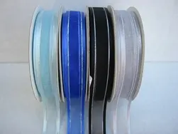 Satin edge organza ribbon with silver thread 15mmx23m