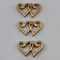 Stick On Polyresin Joined Hearts Pkt 12 Gold