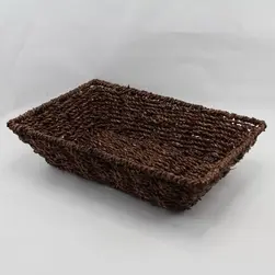 Small Rect Seagrass Tray Basket Chocolate 26x18x6cm Height