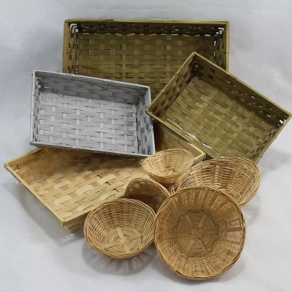 Bamboo Cane Trays & Bread Baskets