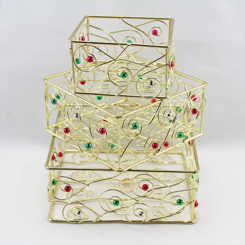 Gold Wire Baskets for Christmas