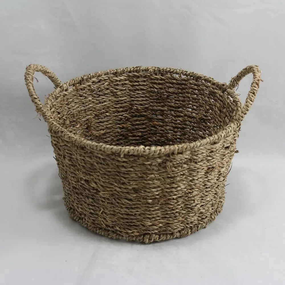 Wholesale Round Natural Seagrass Tray Storage Basket for Gift Hampers