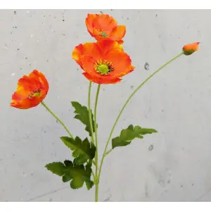 Silk Poppies- 2 Flowers, 1 bud