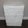Large Rect White Vertical Weave Willow Laundry Basket with White Liner 53x40x64cm height thumbnail