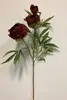 Peony Flower Spray 73cm Burgundy thumbnail