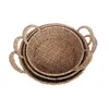 Set of 3 Round Tapered Seagrass Tray with Handles Natural thumbnail