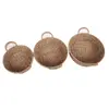 1. Set of 3 Round Tapered Seagrass Tray with Handles Natural thumbnail