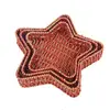 Set of 3 Star Shape Paper Rope Tray Red/Gold  thumbnail