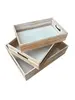 SET OF THREE RECTANGLE WOOD TRAYS FIRE thumbnail