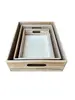 1. SET OF THREE RECTANGLE WOOD TRAYS FIRE thumbnail