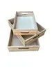 2. SET OF THREE RECTANGLE WOOD TRAYS FIRE thumbnail