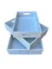 SET OF THREE RECTANGLE WOOD TRAYS WHITE thumbnail