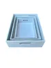 1. SET OF THREE RECTANGLE WOOD TRAYS WHITE thumbnail