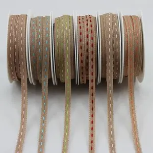 Centre Stitch On Natural Grosgrain Ribbon 6mm x 20m