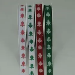 Christmas Trees On Satin Ribbon 12mmx20m