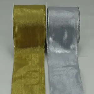 Wired Edge Solid Metallic Ribbon 70mmx20m 