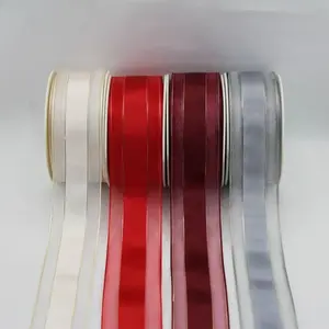 Satin Centre Organza Ribbon with Metallic Thread 40mmx20m