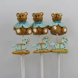 Teddy and Rocking Horse On Pick Blue Pkt 6