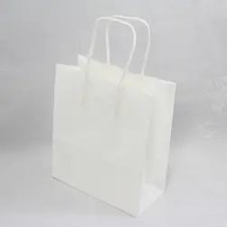 #8 Paper Twist Handles Gift Bag White 18x21.5cm height