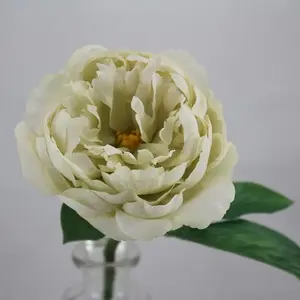 Artificial Short Stem Peony  Beige 33cm