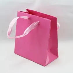Medium Gloss Jewellery Bag With Satin Handles Pink 12x13x6.5cm
