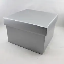 Large Square Box and Lid 22x22x14cm height Silver