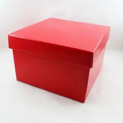 Large Square Box and Lid 22x22x14cm height Red