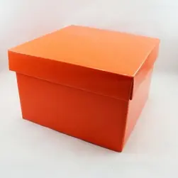 Large Square Box and Lid 22x22x14cm height Orange