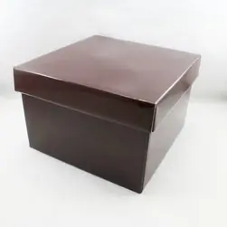 Large Square Box and Lid 22x22x14cm height Chocolate