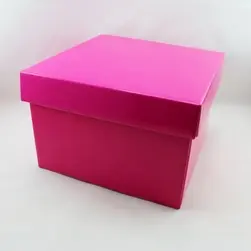 Large Square Box and Lid 22x22x14cm height Hot Pink