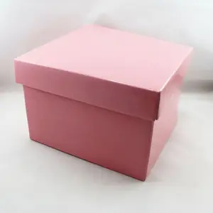 Large Square Box and Lid 22x22x14cm height Light Pink