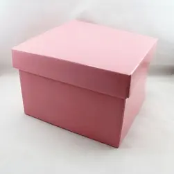 Large Square Box and Lid 22x22x14cm height Light Pink