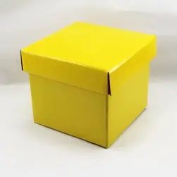 Small Square Box and Lid 13x13x12cm height Yellow