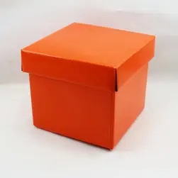 Small Square Box and Lid 13x13x12cm height Orange