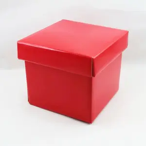 Small Square Box and Lid 13x13x12cm height Red