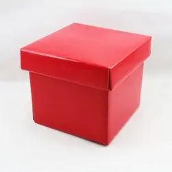 Small Square Box and Lid 13x13x12cm height Red