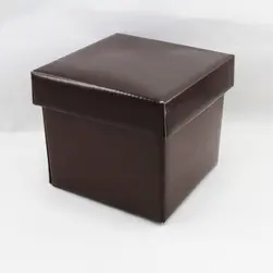 Small Square Box and Lid 13x13x12cm height Chocolate