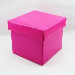 Small Square Box and Lid 13x13x12cm height Hot Pink