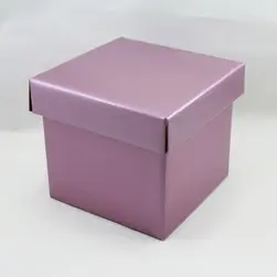 Small Square Box and Lid 13x13x12cm height Metallic Lilac