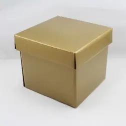 Small Square Box and Lid 13x13x12cm height Gold